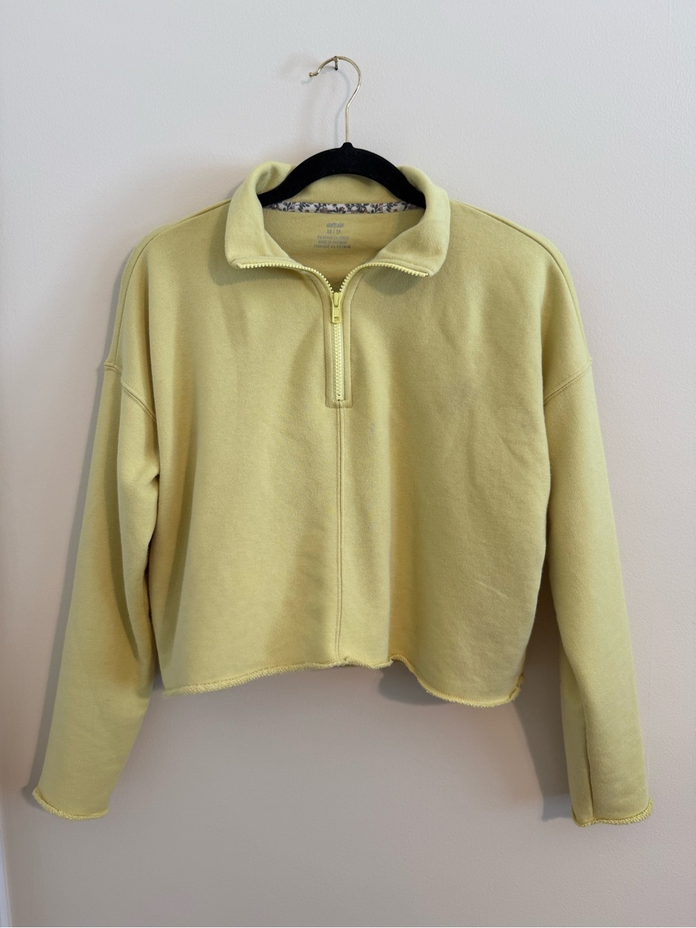 Aerie Cropped Half-Zip Pullover in Yellow Women’s Xsmall